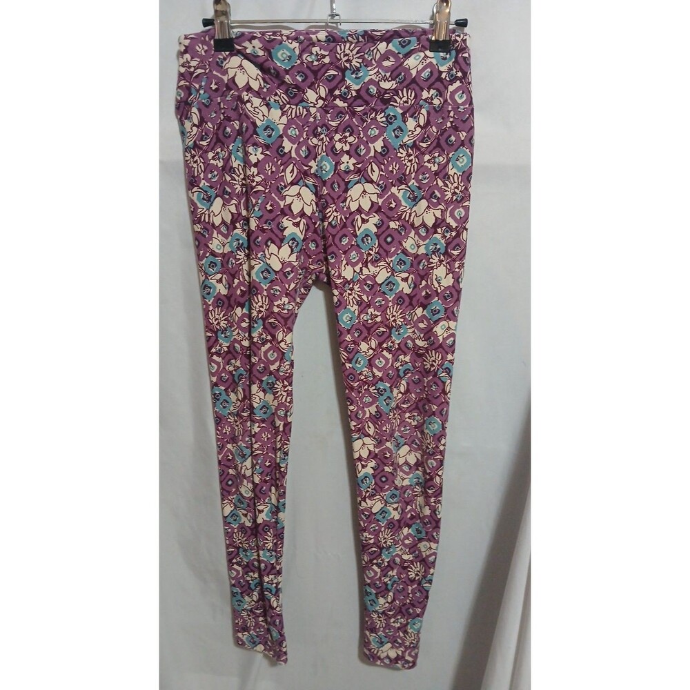 lularoe one size leggings Purple With Flowers